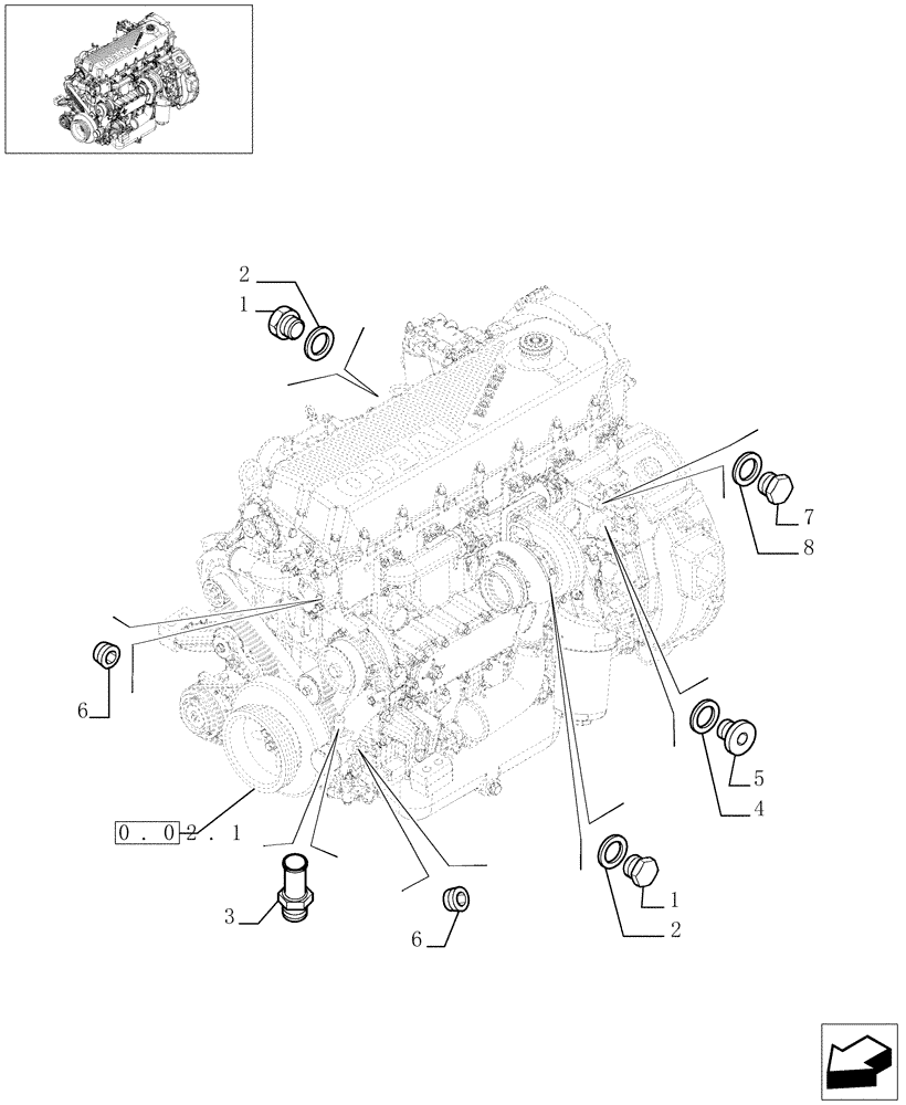 Схема запчастей Case F2CE9684D E001 - (0.32.4[01]) - PIPING - ENGINE COOLING SYSTEM (504032236-504031567-504032238-504031565-504088291) 