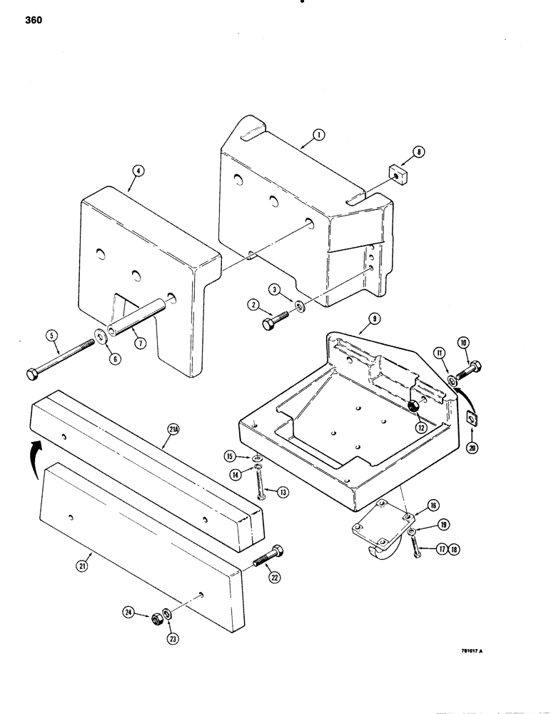 Схема запчастей Case 1150C - (360) - MAIN FRAME, PIVOT SHAFT, & PULL HOOK DPZER & DRAWBAR MODELS (09) - CHASSIS/ATTACHMENTS