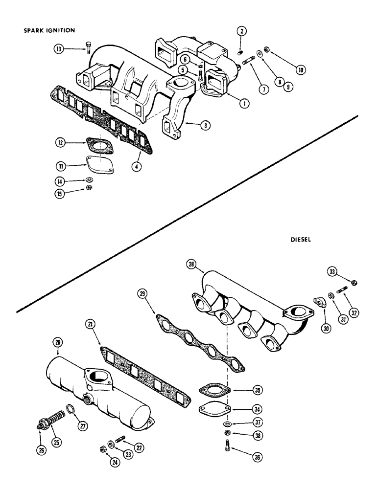 Схема запчастей Case 310G - (048) - MANIFOLD, (148B) SPARK IGNITION ENGINE (01) - ENGINE