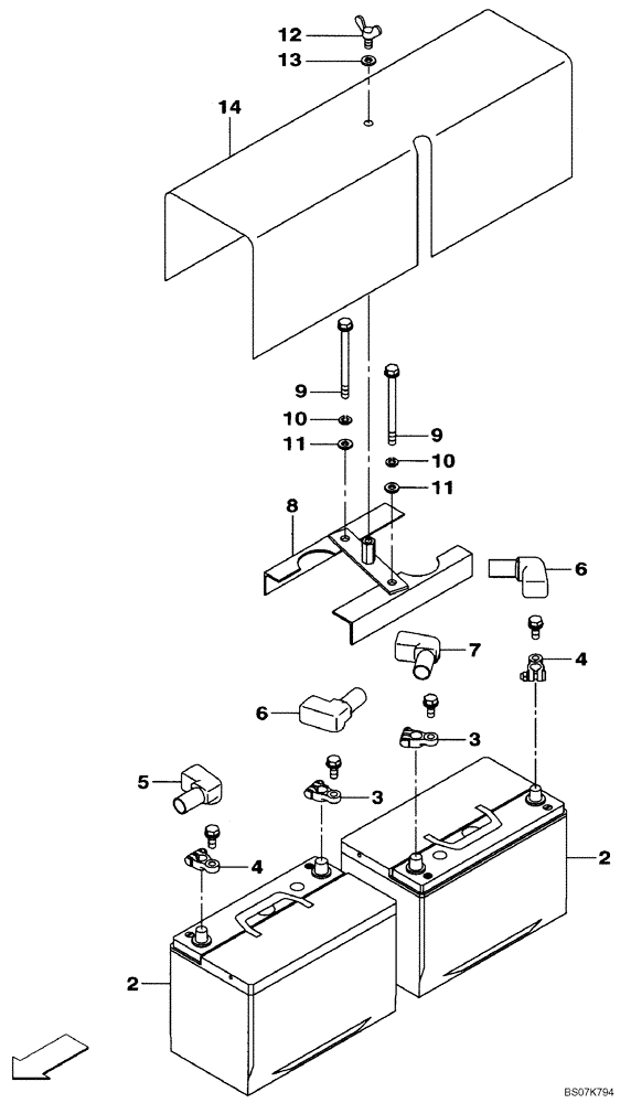 Схема запчастей Case CX135SR - (04-05) - BATTERIES (04) - ELECTRICAL SYSTEMS