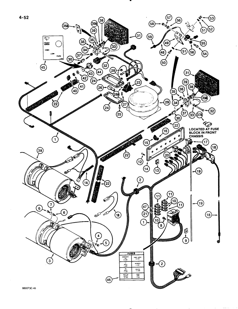 Схема запчастей Case W30 - (4-52) - ELECTRICAL SYSTEM, OPERATORS COMPARTMENT (04) - ELECTRICAL SYSTEMS