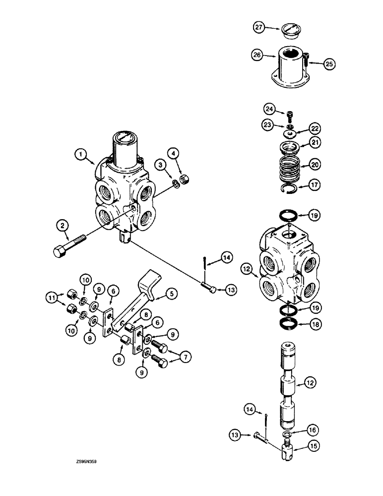 Схема запчастей Case 1150E - (8-046) - SELECTOR VALVE AND CONTROLS, ANGLE TILT PITCH DOZER MODELS ONLY (08) - HYDRAULICS