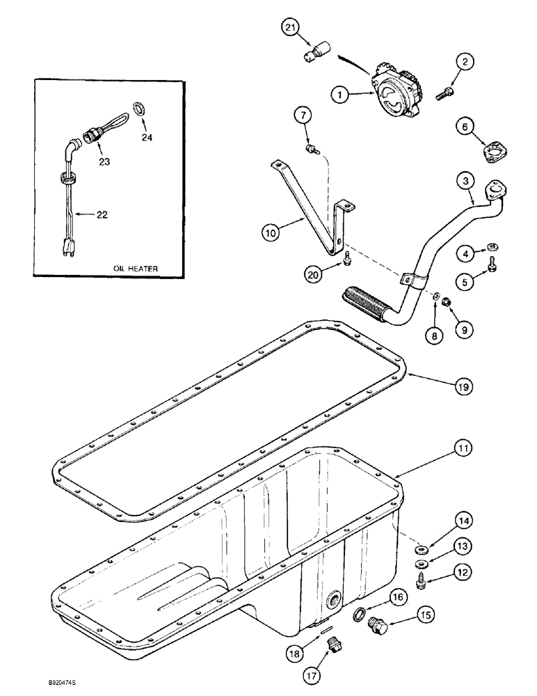 Схема запчастей Case 1155E - (2-030) - OIL PUMP AND OIL PAN, 6-830 ENGINE, 6T-830 ENGINE (02) - ENGINE