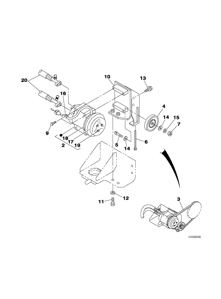 Схема запчастей Case CX460 - (09-27A) - AIR CONDITIONING - COMPRESSOR MOUNTING (09) - CHASSIS/ATTACHMENTS