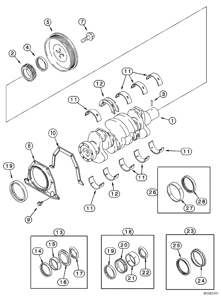 Схема запчастей Case 750K - (02-18) - CRANKSHAFT - 4T-390 EMISSIONS CERTIFIED ENGINE (02) - ENGINE