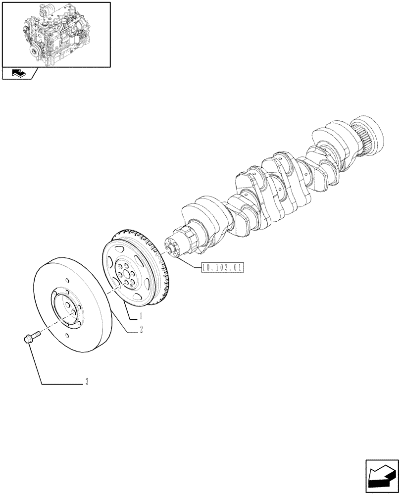 Схема запчастей Case F4DFE613J A004 - (10.103.04) - PULLEY - CRANKSHAFT (10) - ENGINE