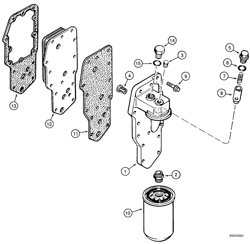 Схема запчастей Case 686GXR - (2-34) - OIL FILTER AND COOLER, 4-390 EMISSIONS CERTIFIED ENGINE (02) - ENGINE