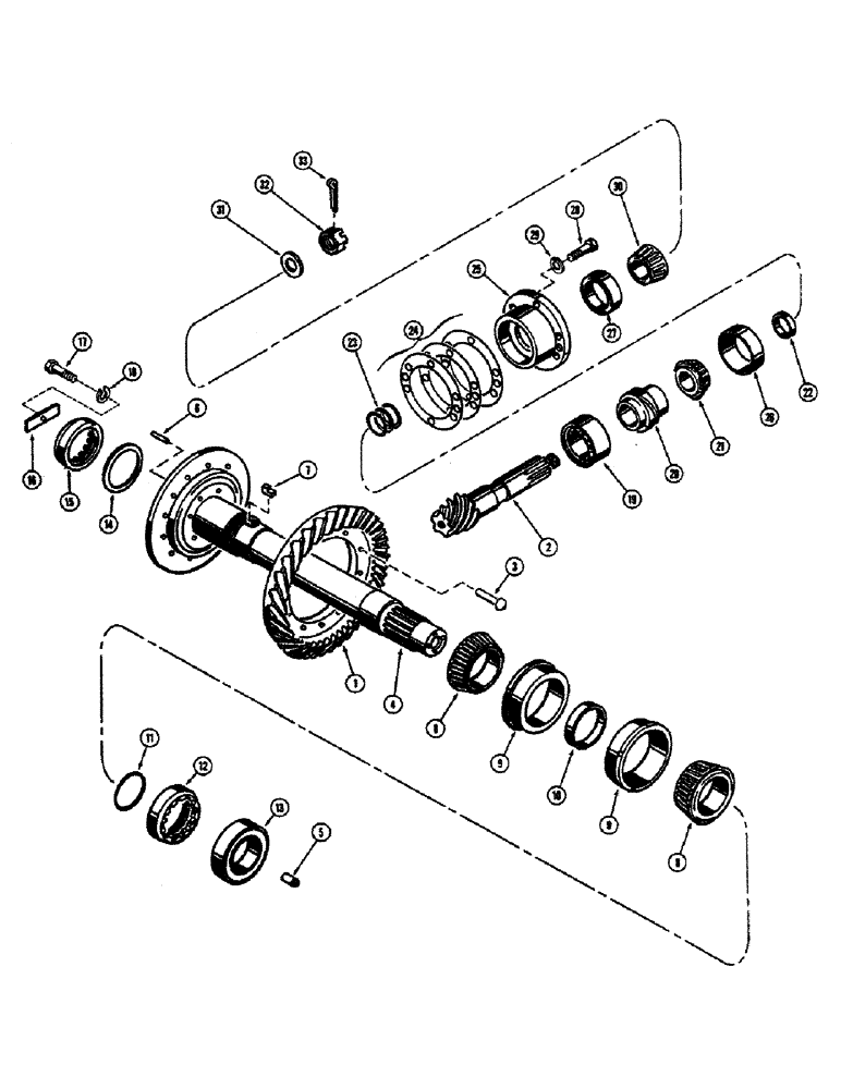 Схема запчастей Case 300 - (172) - RING GEAR, PINION AND SHAFT, GEARMATIC WINCH (18) - ATTACHMENT ACCESSORIES