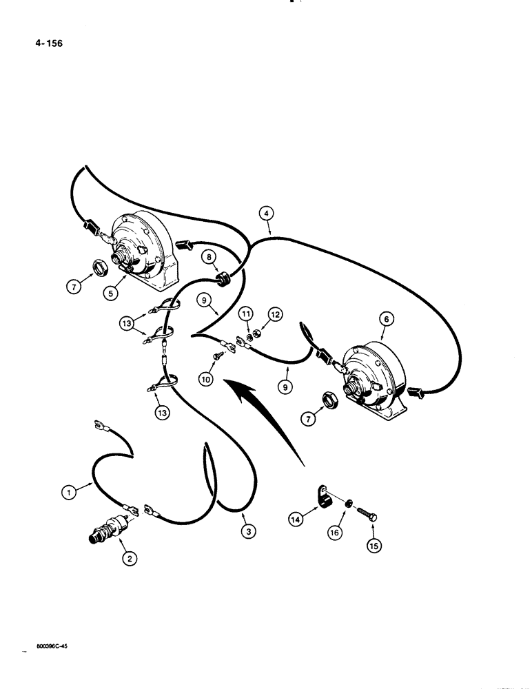 Схема запчастей Case 1455B - (4-156) - HORN (04) - ELECTRICAL SYSTEMS