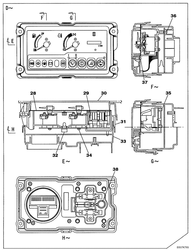 Схема запчастей Case CX135SR - (04-04) - ELECTRICAL - CAB - GAUGES (04) - ELECTRICAL SYSTEMS