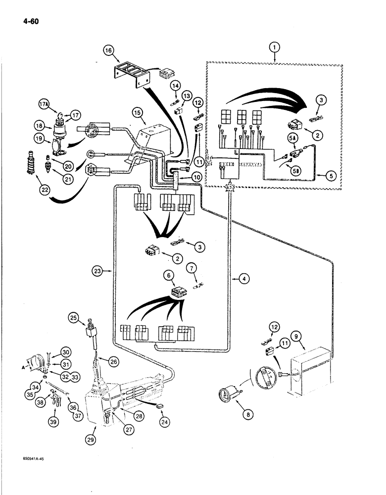 Схема запчастей Case 170B - (4-60) - CAB ELECTRICAL HARNESS, P.I.N. 74341 THROUGH 74456 (04) - ELECTRICAL SYSTEMS