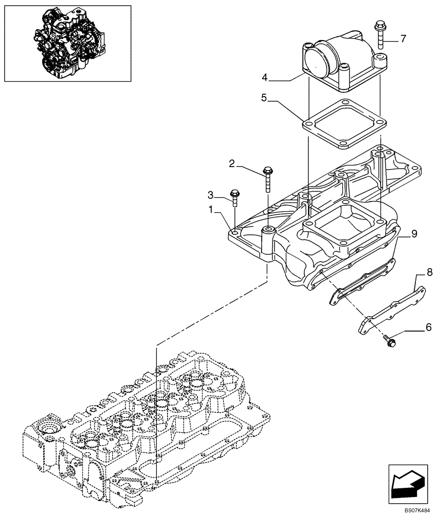 Схема запчастей Case 750L - (02-37) - INTAKE MANIFOLD (02) - ENGINE