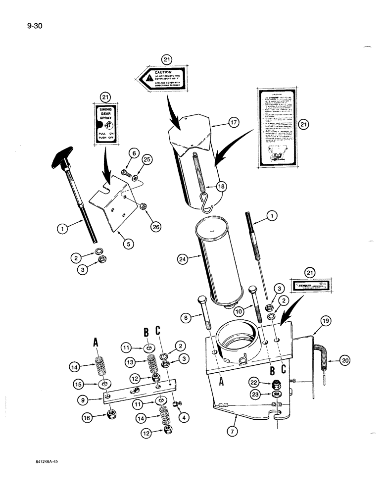 Схема запчастей Case 1086B - (9-030) - SWING GEAR SPRAY LUBRICATOR (09) - CHASSIS