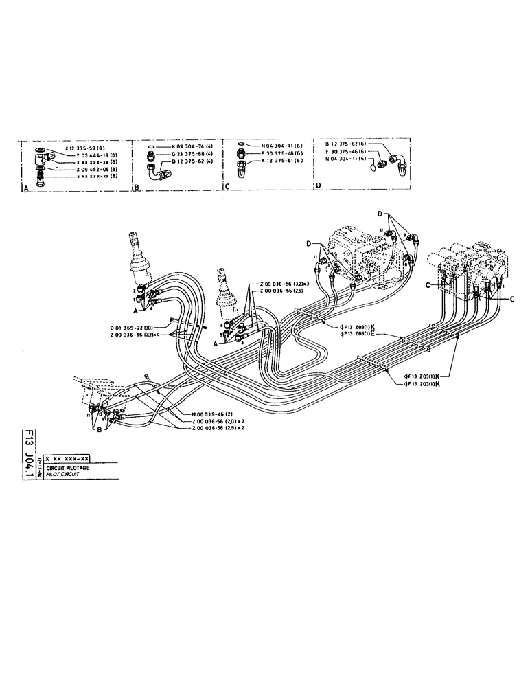 Схема запчастей Case 220 - (125) - PILOT CIRCUIT (07) - HYDRAULIC SYSTEM