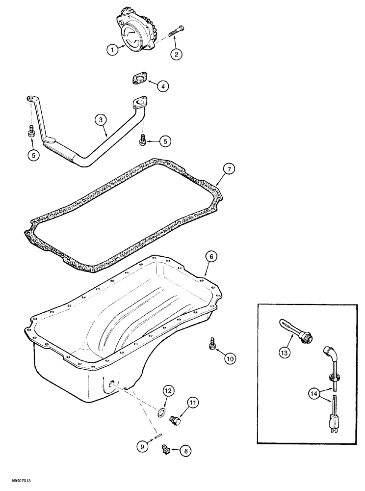 Схема запчастей Case 580SL - (2-030) - OIL PUMP AND OIL PAN, 4T-390 EMISSIONS CERTIFIED ENGINE (02) - ENGINE