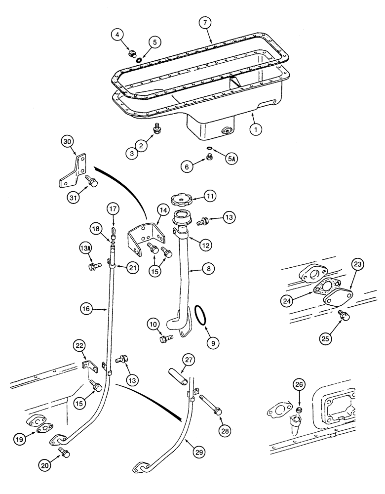 Схема запчастей Case 9060 - (2-30) - OIL PAN, FILLER AND DIPSTICK (02) - ENGINE