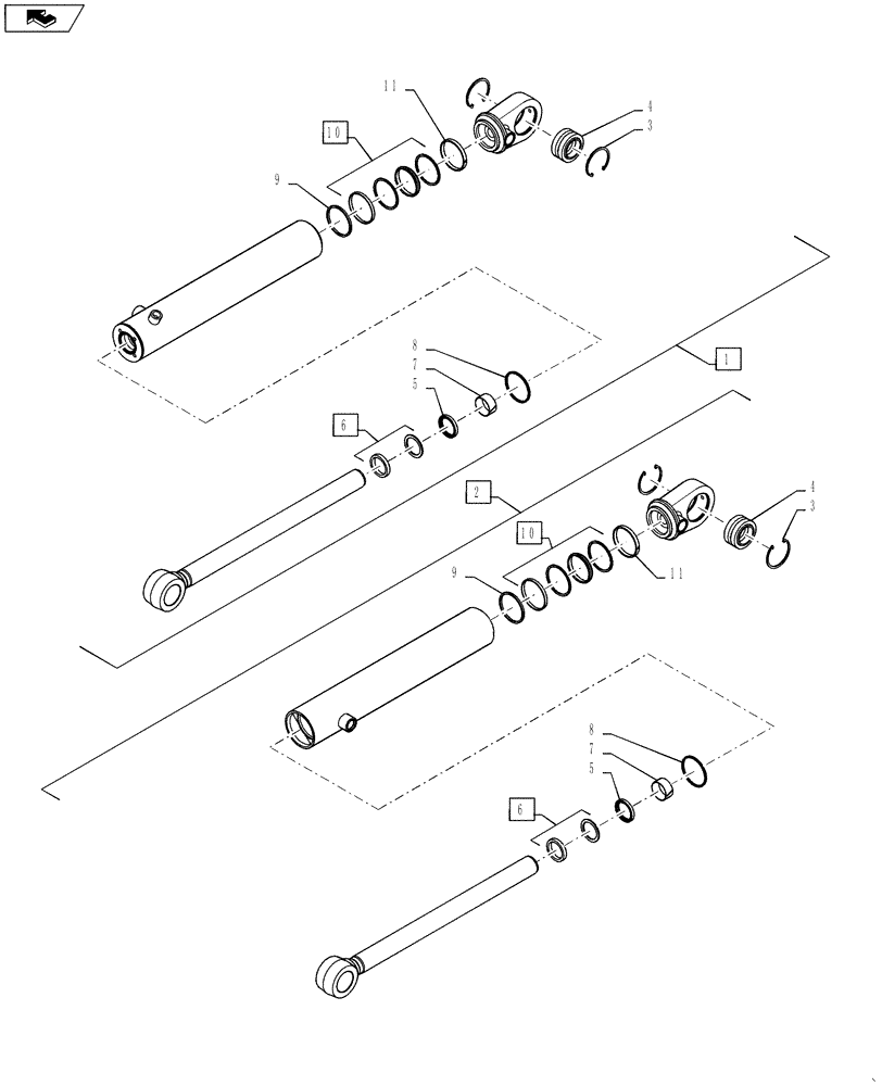 Схема запчастей Case 1021F - (41.216.01[01]) - STEERING CYLINDER SEALS/HARDWARE (41) - STEERING