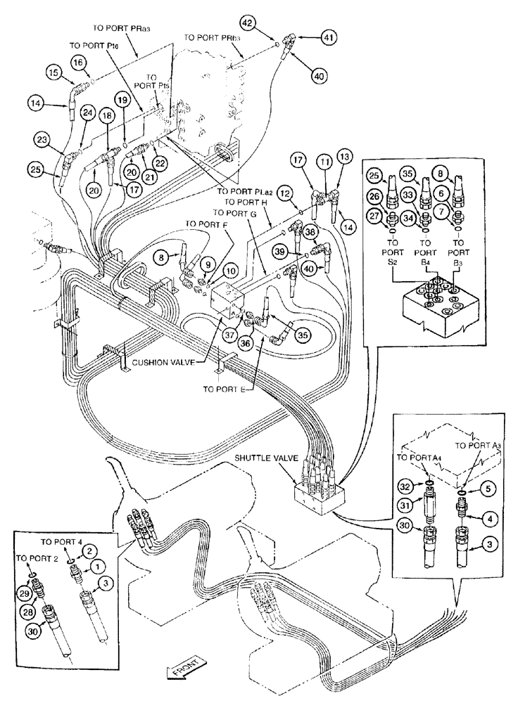 Схема запчастей Case 9050B - (8-048) - BOOM CONTROL LINES (08) - HYDRAULICS