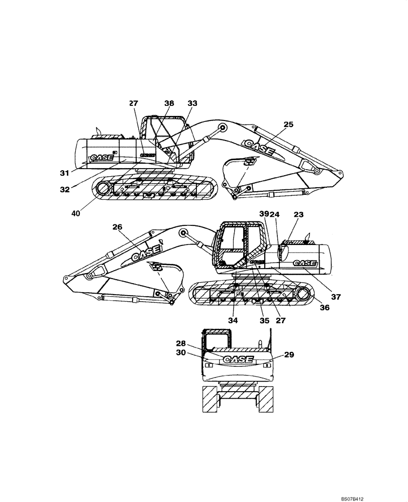 Схема запчастей Case CX210BNLC - (09-51) - DECALS (09) - CHASSIS/ATTACHMENTS