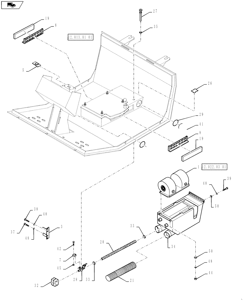 Схема запчастей Case SV216 - (50.100.01[01]) - HEATER INSTALLATION (GROUP 600) (84425703) - DDD001226 AND AFTER (50) - CAB CLIMATE CONTROL