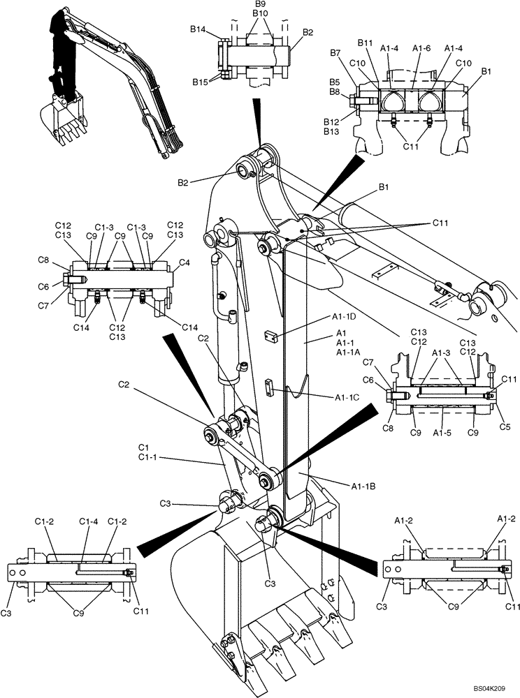 Схема запчастей Case CX36B - (580-17[1]) - ARM ASSY (1.32M) (84) - BOOMS, DIPPERS & BUCKETS