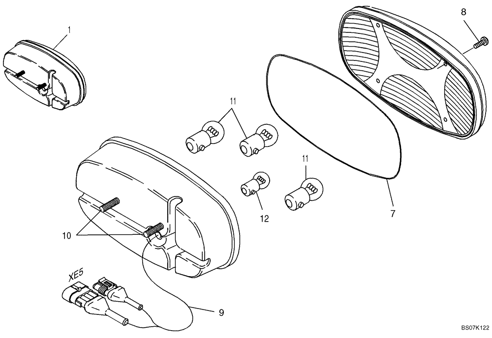 Схема запчастей Case 21E - (32.213[2988714001]) - COMPACT LAMP REAR LEFT HAND (55) - ELECTRICAL SYSTEMS