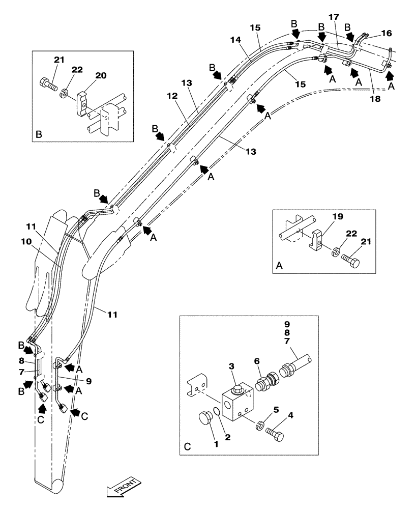 Схема запчастей Case CX160 - (08-94) - HYD. LINE, SMALL FLOW - DIPPER 2.70M (08) - HYDRAULICS