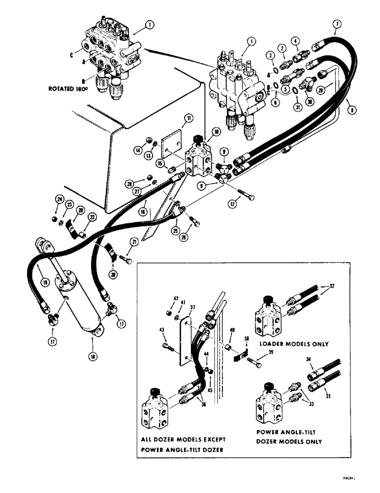 Схема запчастей Case 310G - (200) - THREE POINT HITCH HYDRAULICS, (MODELS WITH DIVERSION VALVE) (07) - HYDRAULIC SYSTEM