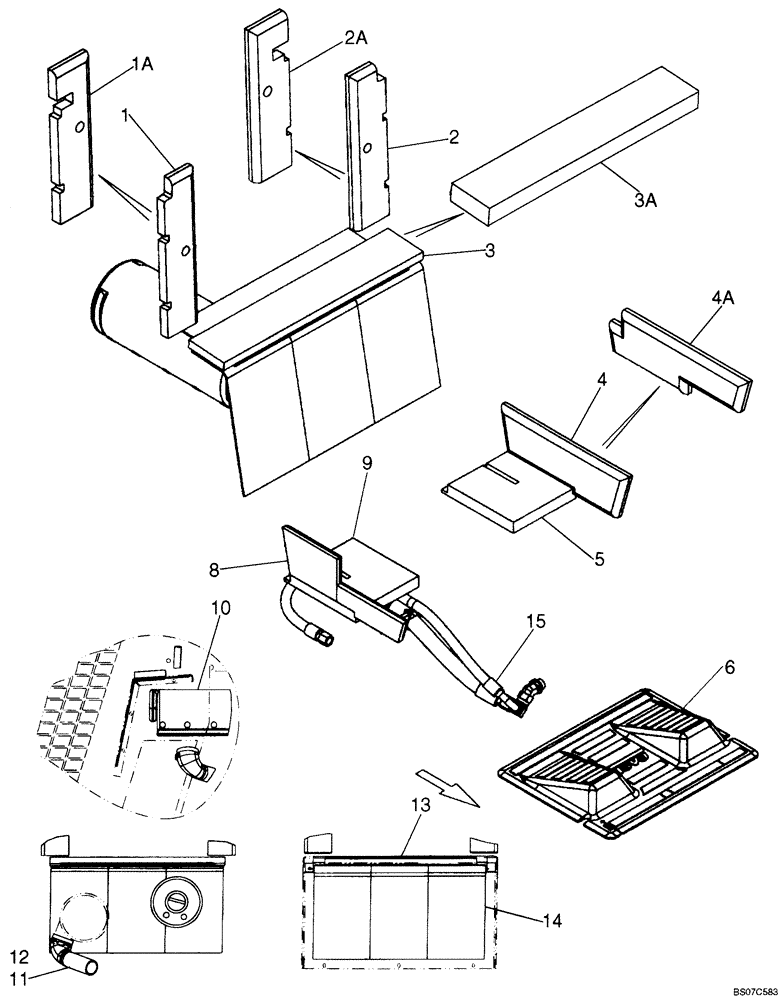 Схема запчастей Case 410 - (09-22B) - NOISE CONTROL, NORTH AMERICAN; IF USED (09) - CHASSIS