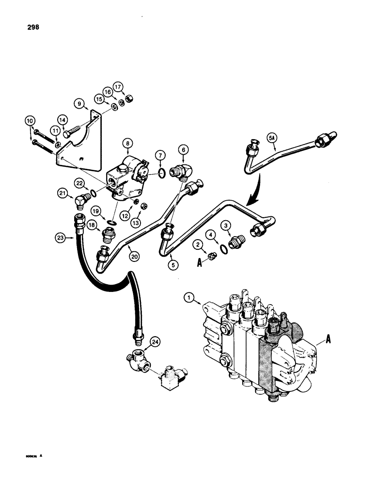 Схема запчастей Case 580SD - (298) - BACKHOE BOOM LOCK HYDRAULIC CIRCUIT (08) - HYDRAULICS