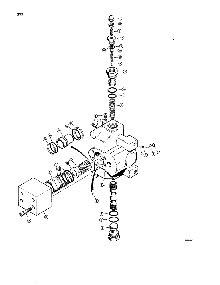 Схема запчастей Case 1450 - (312) - INLET AND OUTLET SECTIONS (08) - HYDRAULICS