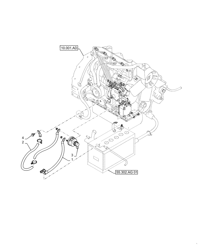 Схема запчастей Case TR270 - (55.302.AI[01]) - BATTERY DISCONNECT MED F5C (SR200, TR270) (55) - ELECTRICAL SYSTEMS