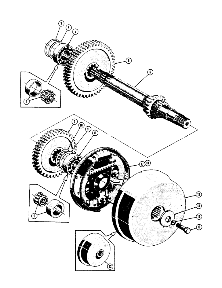 Схема запчастей Case 600 - (080) - TRANSMISSION INSTALLATION, BRAKE SHAFT PARTS (03) - TRANSMISSION