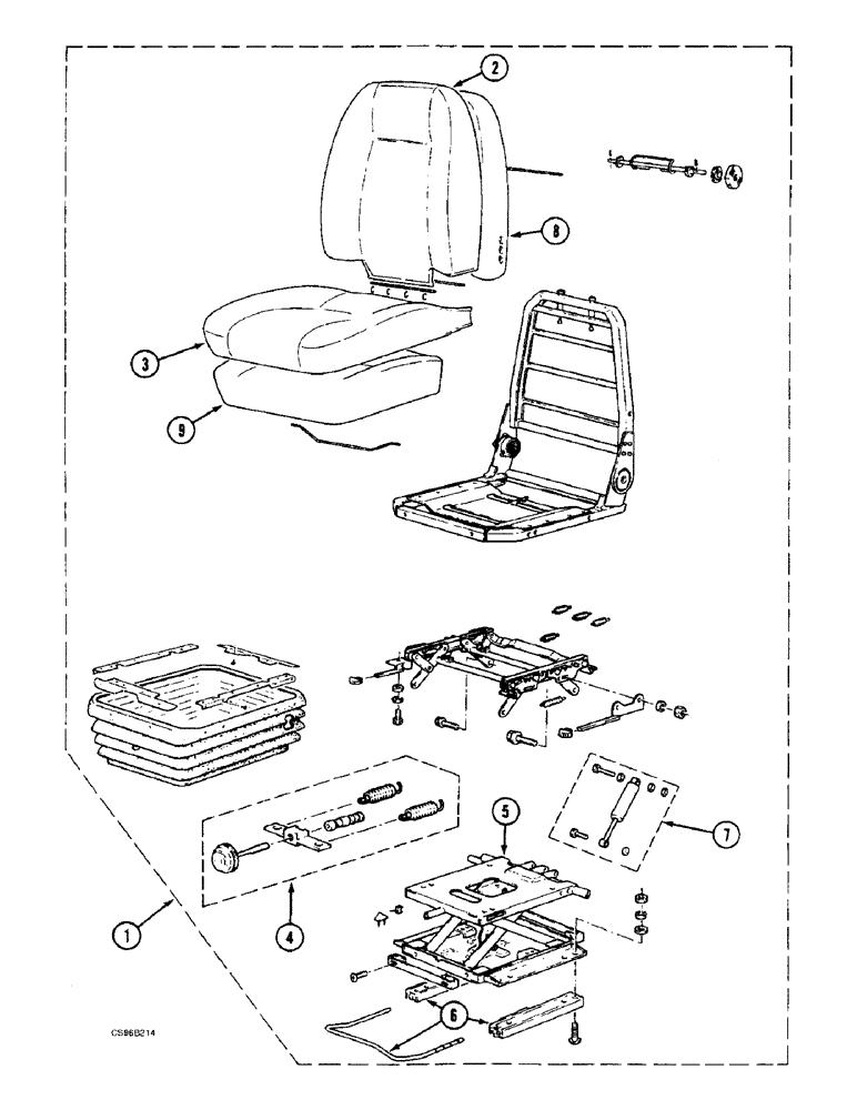 Схема запчастей Case 688BCK - (9D-34) - SEAT, 688B CK (120301-120534, 120536-120547, 120549-120565) (05.1) - UPPERSTRUCTURE CHASSIS/ATTACHMENTS