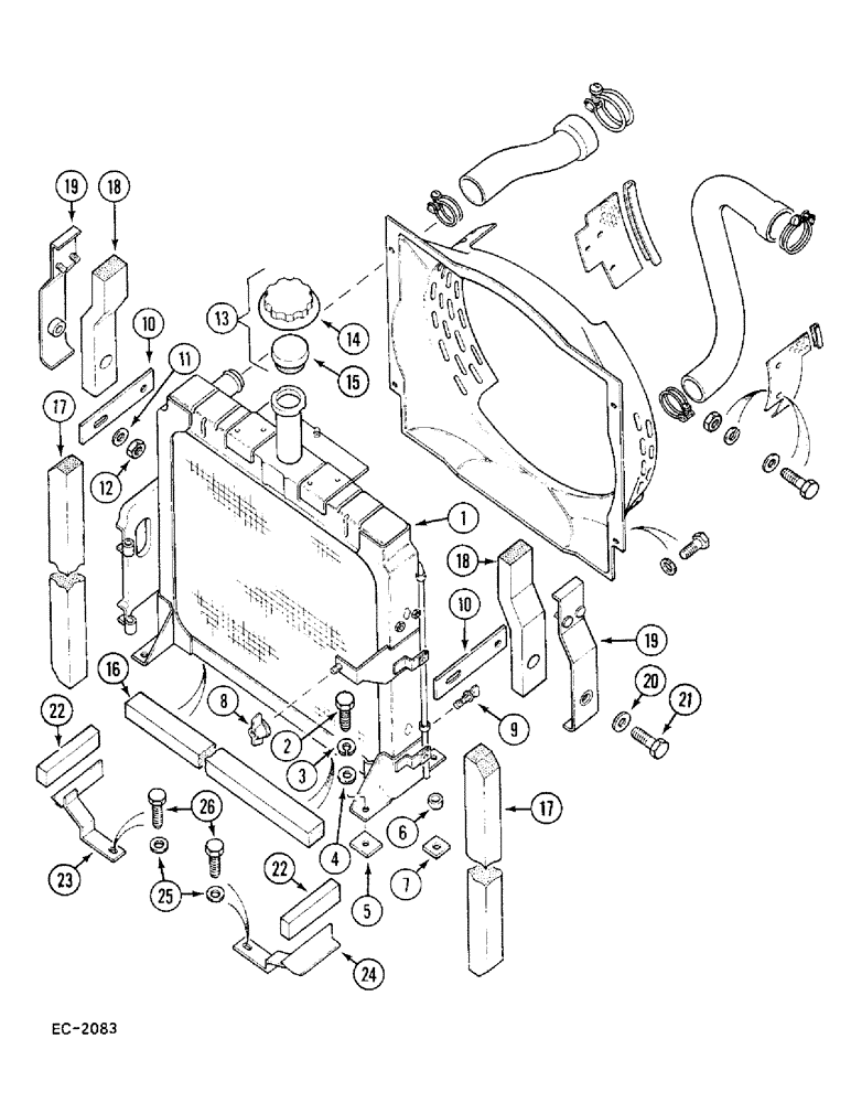 Схема запчастей Case 380B - (2-02) - RADIATOR AND CONNECTIONS (02) - ENGINE