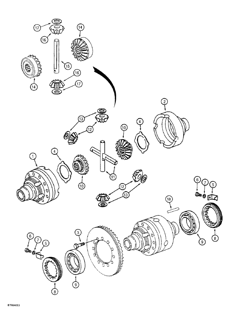 Схема запчастей Case 584E - (6-54) - REAR DRIVE AXLE, DIFFERENTIAL (06) - POWER TRAIN