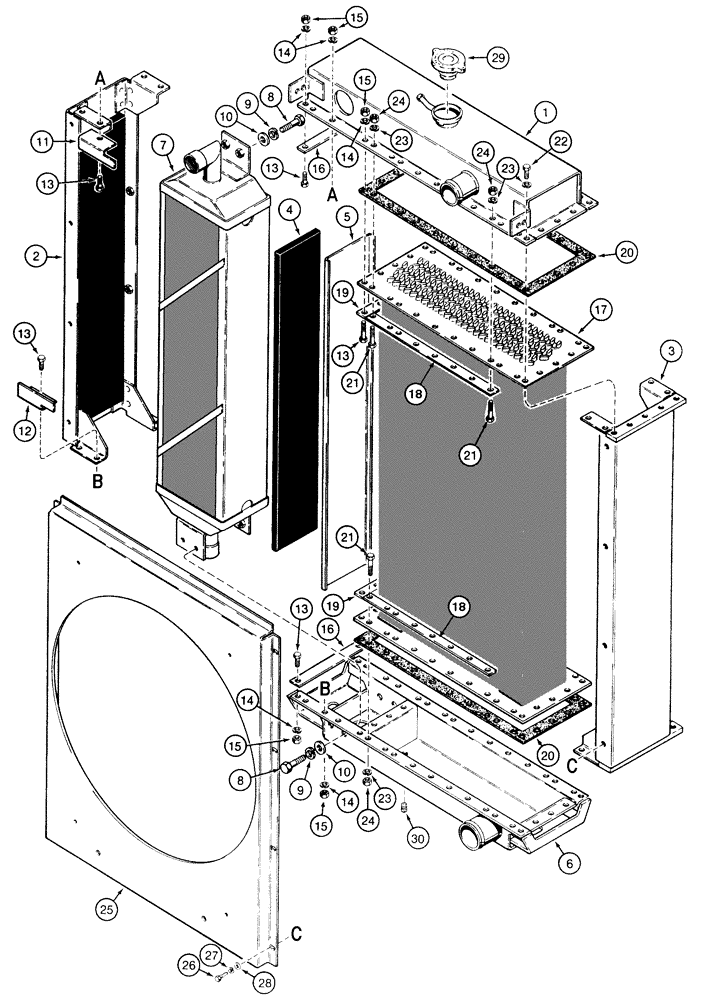 Схема запчастей Case 850E - (2-48) - RADIATOR ASSEMBLY, MODINE (02) - ENGINE