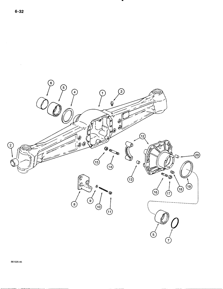 Схема запчастей Case 480E - (6-32) - FRONT DRIVE AXLE, AXLE HOUSING (06) - POWER TRAIN