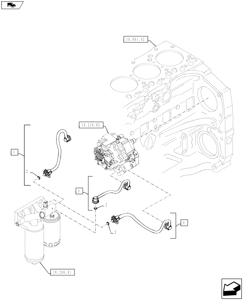 Схема запчастей Case F4DFE613B A004 - (10.218.04) - PIPING - FUEL (10) - ENGINE