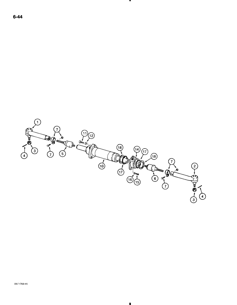 Схема запчастей Case 580K - (6-044) - FRONT DRIVE AXLE, STEERING CYLINDER (06) - POWER TRAIN