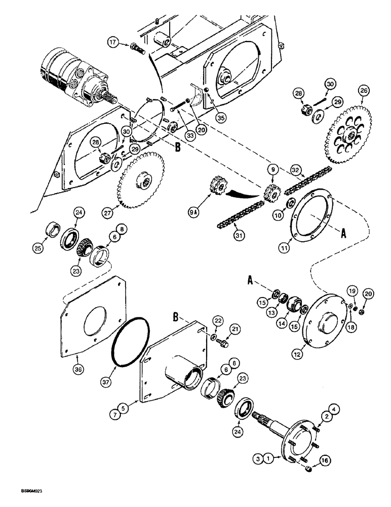 Схема запчастей Case 1825B - (6-42) - AXLES AND DRIVE CHAINS (06) - POWER TRAIN