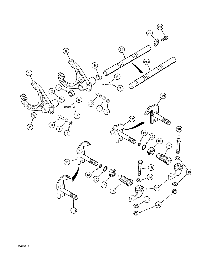 Схема запчастей Case 580SK - (6-66) - TRANSAXLE ASSEMBLY, TRANSAXLE SHIFTER MECHANISM (06) - POWER TRAIN