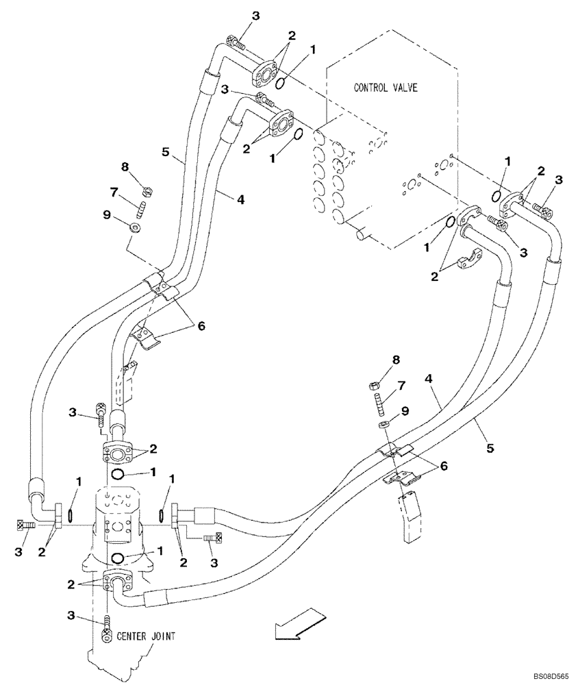 Схема запчастей Case CX350B - (06-06) - HYDRAULIC CIRCUIT - TRAVEL (06) - POWER TRAIN