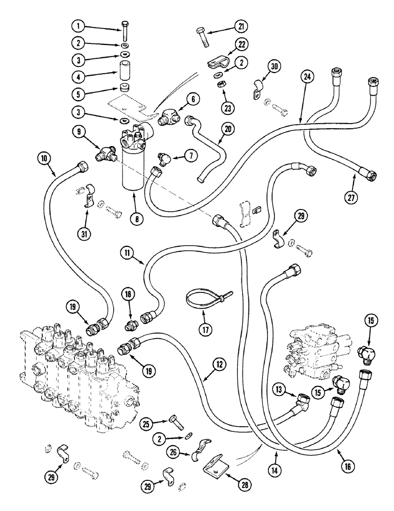 Схема запчастей Case 580SK - (8-008) - HYDRAULIC CIRCUIT WITH BACKHOE, S/N JJH0016105 AND UP (08) - HYDRAULICS