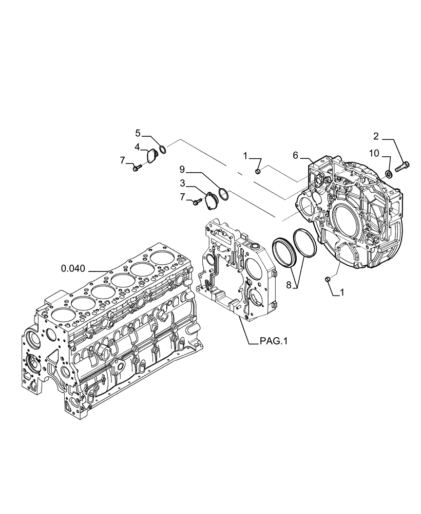 Схема запчастей Case 1850K - (0.043[03]) - CRANKCASE COVERS (01) - ENGINE