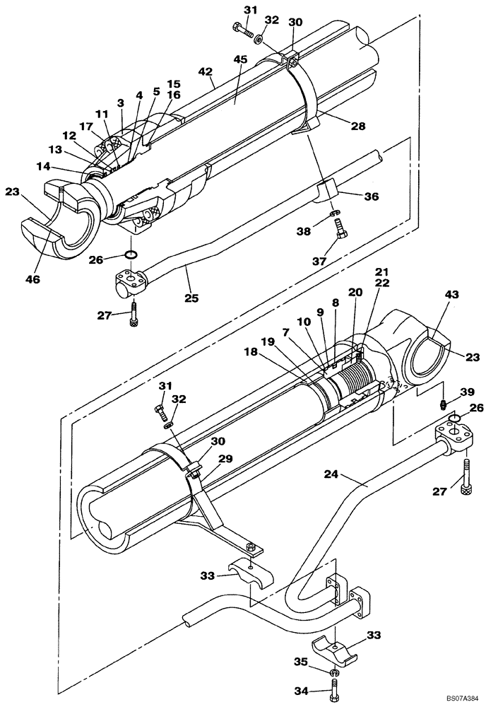 Схема запчастей Case CX470B - (08-95) - CYLINDER ASSY, BOOM, RIGHT HAND (08) - HYDRAULICS