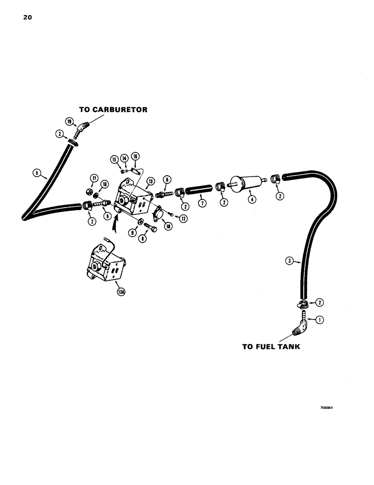 Схема запчастей Case 1816B - (20) - FUEL LINES AND FUEL PUMP (10) - ENGINE