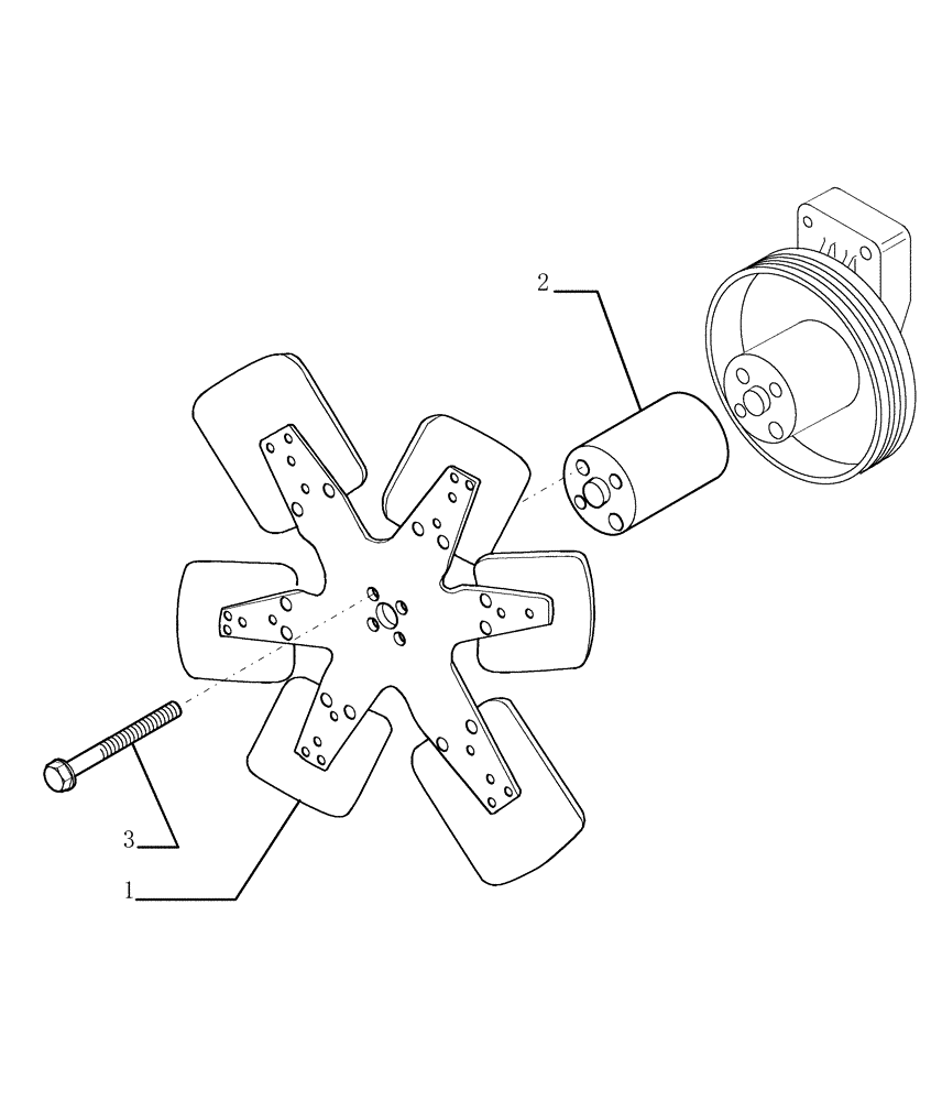 Схема запчастей Case 1850K LT - (0.347[01]) - FAN - ENGINE (01) - ENGINE