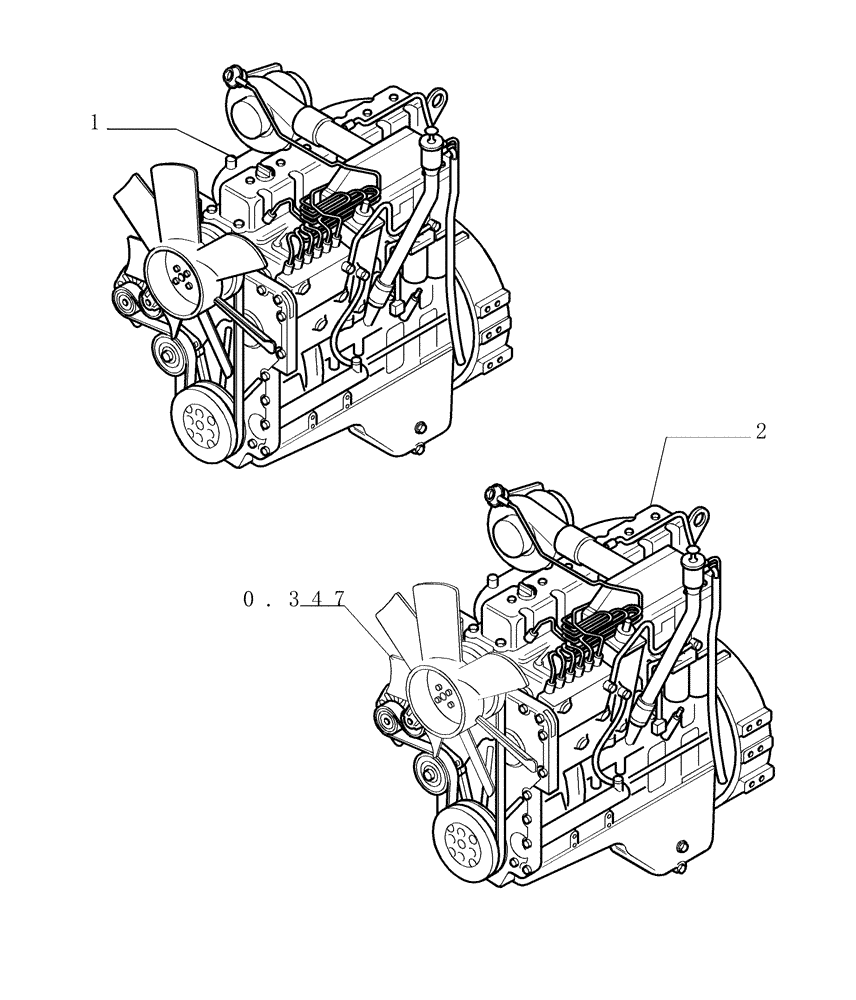 Схема запчастей Case 1850K LT - (0.021[01]) - ENGINE (01) - ENGINE