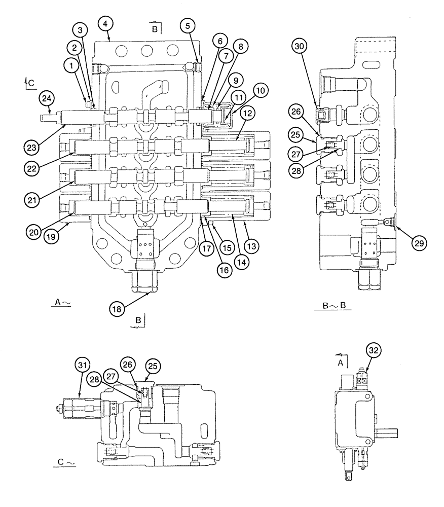 Схема запчастей Case 9020 - (8-078) - MAIN CONTROL VALVE, SPOOLS AND RELATED PARTS, RIGHT-HAND VALVE BANK (08) - HYDRAULICS